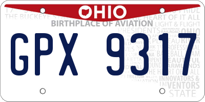OH license plate GPX9317