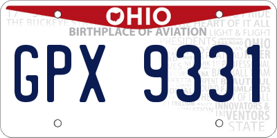 OH license plate GPX9331
