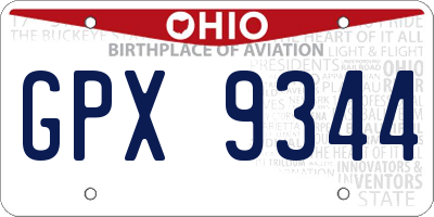 OH license plate GPX9344