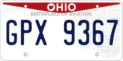 OH license plate GPX9367