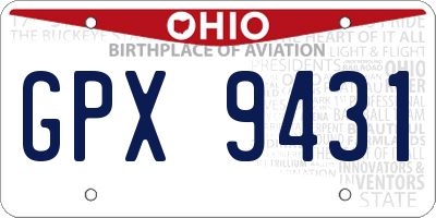 OH license plate GPX9431