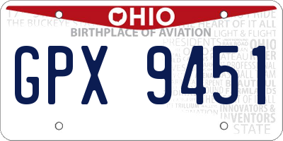 OH license plate GPX9451