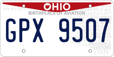 OH license plate GPX9507