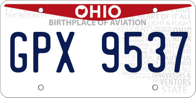 OH license plate GPX9537