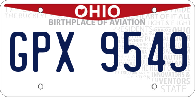 OH license plate GPX9549
