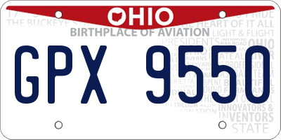OH license plate GPX9550