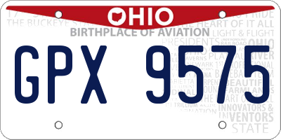 OH license plate GPX9575
