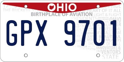OH license plate GPX9701