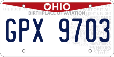 OH license plate GPX9703