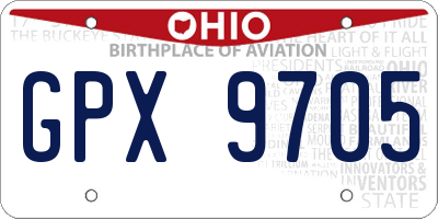 OH license plate GPX9705
