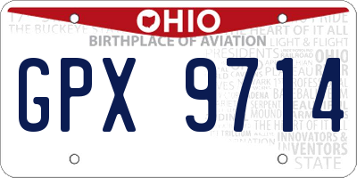 OH license plate GPX9714