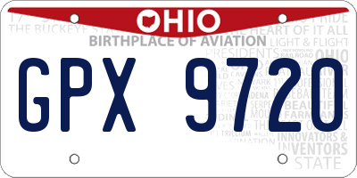 OH license plate GPX9720
