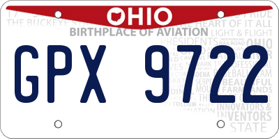 OH license plate GPX9722