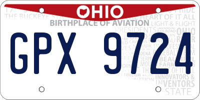 OH license plate GPX9724