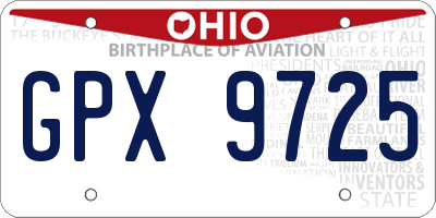 OH license plate GPX9725
