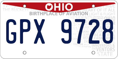 OH license plate GPX9728