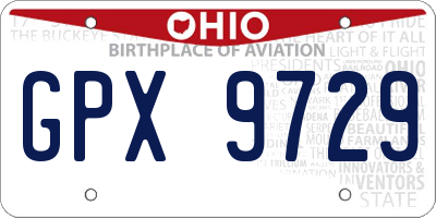 OH license plate GPX9729