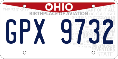 OH license plate GPX9732
