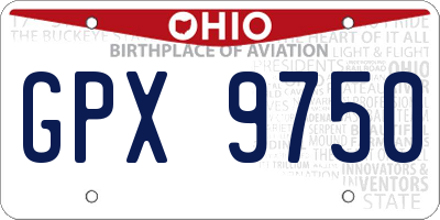 OH license plate GPX9750