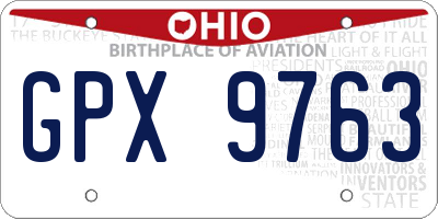 OH license plate GPX9763