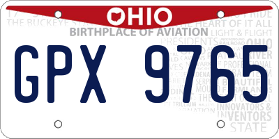 OH license plate GPX9765