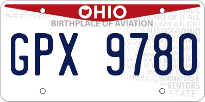 OH license plate GPX9780