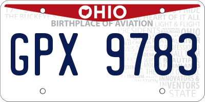 OH license plate GPX9783