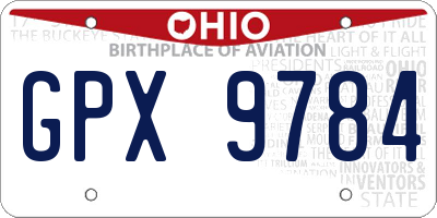 OH license plate GPX9784