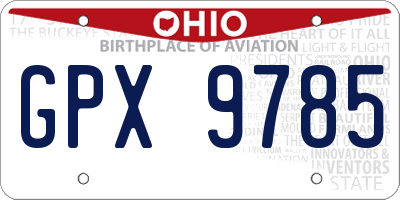 OH license plate GPX9785