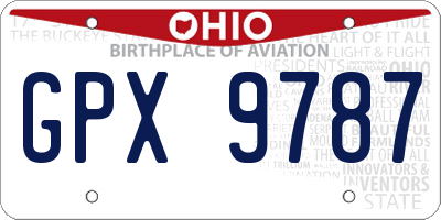 OH license plate GPX9787
