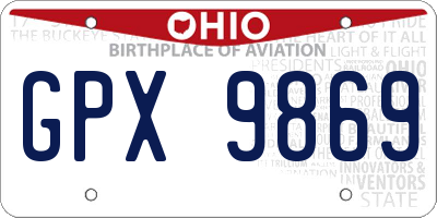 OH license plate GPX9869