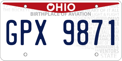 OH license plate GPX9871