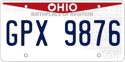 OH license plate GPX9876