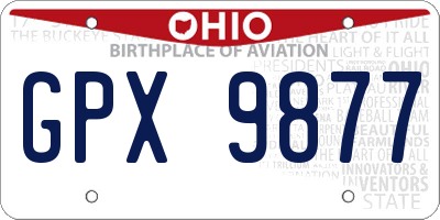 OH license plate GPX9877