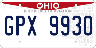 OH license plate GPX9930
