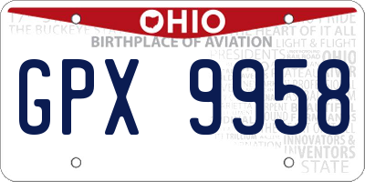 OH license plate GPX9958
