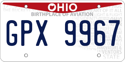 OH license plate GPX9967