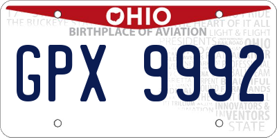 OH license plate GPX9992
