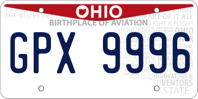 OH license plate GPX9996