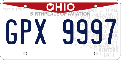 OH license plate GPX9997