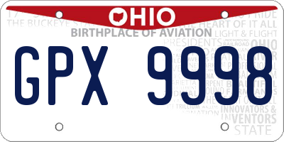 OH license plate GPX9998
