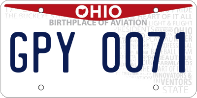 OH license plate GPY0071