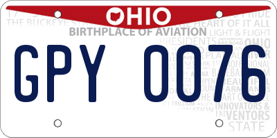 OH license plate GPY0076