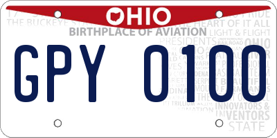 OH license plate GPY0100