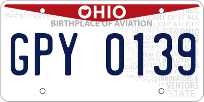 OH license plate GPY0139