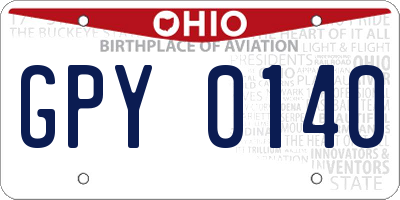 OH license plate GPY0140