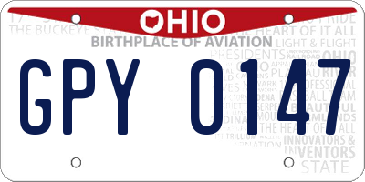 OH license plate GPY0147