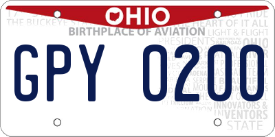 OH license plate GPY0200