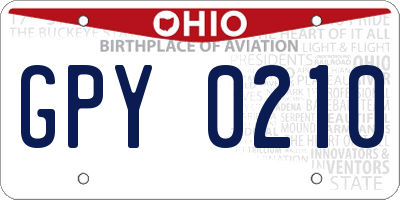 OH license plate GPY0210