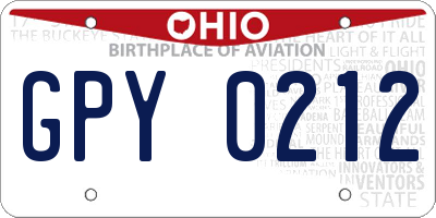 OH license plate GPY0212